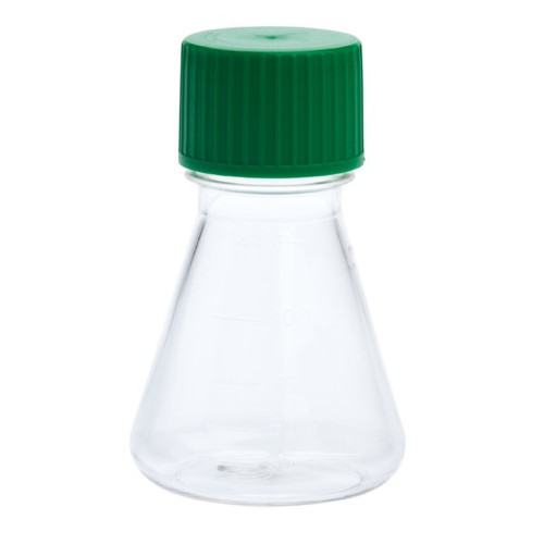 125ml erlenmeyer flask with solid cap and plain bottom petg rnase and dnase free individually wrapped sterile 